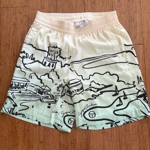 Sergio Tacchini Cream and Black Graphic Men Shorts